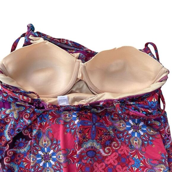 Garnet Hill Swimsuit Padded Bra Swim Dress Women’s Size 12 Paisley Floral - Picture 6 of 6